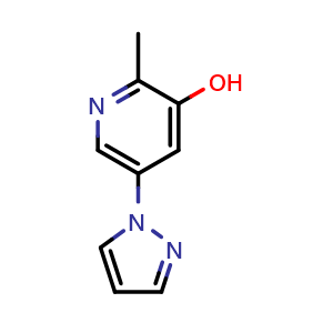 Chemical structure of 2-methyl-5-(1H-pyrazol-1-yl)pyridin-3-ol , AChemBlock W173225