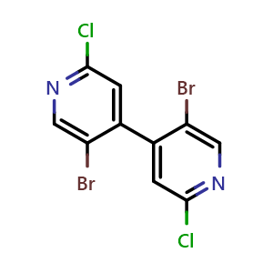 Chemical structure of 5-bromo-4-(5-bromo-2-chloropyridin-4-yl)-2-chloropyridine , CAS 1227402-54-1, AChemBlock W173241