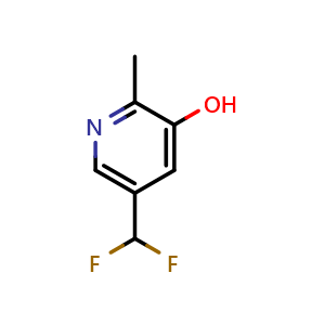 Chemical structure of 5-(difluoromethyl)-2-methylpyridin-3-ol , CAS 1805314-28-6, AChemBlock W173249