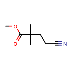 Chemical structure of methyl 4-cyano-2,2-dimethylbutanoate , CAS 132282-38-3, AChemBlock W173256