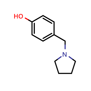 Chemical structure of 4-(1-pyrrolidinylmethyl)phenol , CAS 72219-19-3, AChemBlock X173270