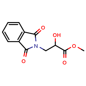 Chemical structure of (+/-)-N-phthaloylisoserine methyl ester , CAS 153744-36-6, AChemBlock X173279
