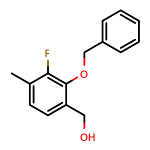 Chemical structure of (2-(Benzyloxy)-3-fluoro-4-methylphenyl)methanol , CAS 2755723-97-6, AChemBlock X173300