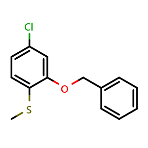 Chemical structure of (2-(Benzyloxy)-4-chlorophenyl)(methyl)sulfane , CAS 2764728-42-7, AChemBlock X173302