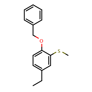 Chemical structure of (2-(Benzyloxy)-5-ethylphenyl)(methyl)sulfane , CAS 2807455-24-7, AChemBlock X173310