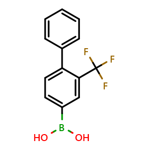 Chemical structure of (2-(Trifluoromethyl)-[1,1'-biphenyl]-4-yl)boronic acid , CAS 1200834-19-0, AChemBlock X173315