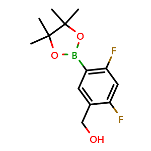 Chemical structure of (2,4-difluoro-5-(4,4,5,5-tetramethyl-1,3,2-dioxaborolan-2-yl)phenyl)methanol , CAS 1970977-54-8, AChemBlock X173371