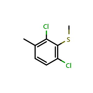 Chemical structure of (2,6-Dichloro-3-methylphenyl)(methyl)sulfane , CAS 159329-00-7, AChemBlock X173400