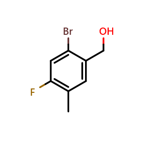 Chemical structure of (2-Bromo-4-fluoro-5-methylphenyl)methanol , CAS 1379331-92-6, AChemBlock X173423