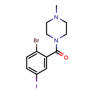 Chemical structure of (2-Bromo-5-iodophenyl)(4-methylpiperazin-1-yl)methanone , CAS 1989458-20-9, AChemBlock X173424