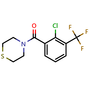 Chemical structure of (2-Chloro-3-(trifluoromethyl)phenyl)(thiomorpholino)methanone , CAS 2734773-20-5, AChemBlock X173445