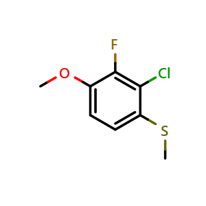 Chemical structure of (2-Chloro-3-fluoro-4-methoxyphenyl)(methyl)sulfane , CAS 1935403-48-7, AChemBlock X173448