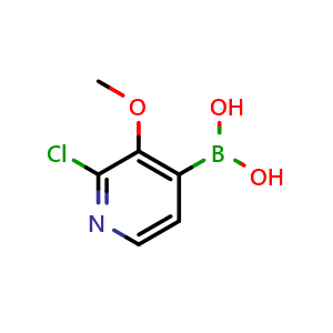 Chemical structure of (2-chloro-3-methoxypyridin-4-yl)boronic acid , CAS 2096339-60-3, AChemBlock X173453