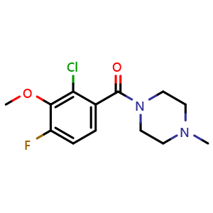 Chemical structure of (2-Chloro-4-fluoro-3-methoxyphenyl)(4-methylpiperazin-1-yl)methanone , CAS 2586126-49-8, AChemBlock X173460