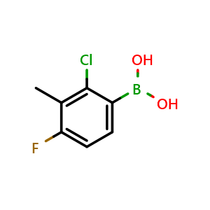 Chemical structure of (2-chloro-4-fluoro-3-methylphenyl)boronic acid , CAS 2304633-76-7, AChemBlock X173464