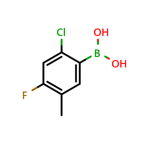 Chemical structure of (2-Chloro-4-fluoro-5-methylphenyl)boronic acid , CAS 1207428-93-0, AChemBlock X173466