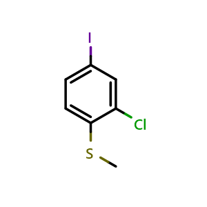 Chemical structure of (2-Chloro-4-iodophenyl)(methyl)sulfane , CAS 2755723-46-5, AChemBlock X173467