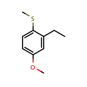 Chemical structure of (2-Ethyl-4-methoxyphenyl)(methyl)sulfane , CAS 84910-75-8, AChemBlock X173522