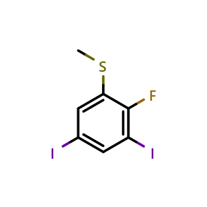 Chemical structure of (2-Fluoro-3,5-diiodophenyl)(methyl)sulfane , CAS 1803791-26-5, AChemBlock X173527