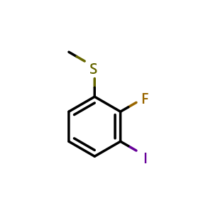 Chemical structure of (2-Fluoro-3-iodophenyl)(methyl)sulfane , CAS 1535177-84-4, AChemBlock X173535