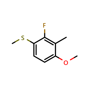 Chemical structure of (2-Fluoro-4-methoxy-3-methylphenyl)(methyl)sulfane , CAS 2709816-25-9, AChemBlock X173554