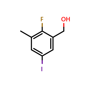 Chemical structure of (2-fluoro-5-iodo-3-methylphenyl)methanol , CAS 2385917-40-6, AChemBlock X173573