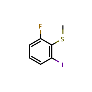 Chemical structure of (2-Fluoro-6-iodophenyl)(methyl)sulfane , CAS 1823026-33-0, AChemBlock X173589