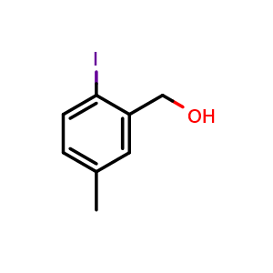 Chemical structure of (2-Iodo-5-methylphenyl)methanol , CAS 220991-50-4, AChemBlock X173596