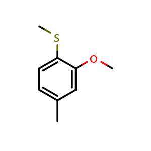 Chemical structure of (2-Methoxy-4-methylphenyl)(methyl)sulfane , CAS 23385-58-2, AChemBlock X173603