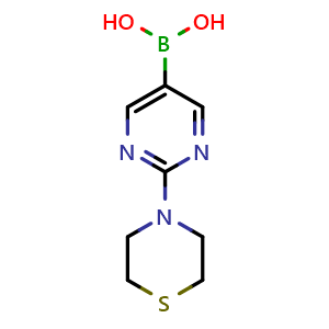 Chemical structure of (2-Thiomorpholinopyrimidin-5-yl)boronic acid , CAS 928160-88-7, AChemBlock X173622