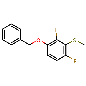 Chemical structure of (3-(Benzyloxy)-2,6-difluorophenyl)(methyl)sulfane , CAS 2764730-59-6, AChemBlock X173626