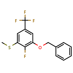 Chemical structure of (3-(Benzyloxy)-2-fluoro-5-(trifluoromethyl)phenyl)(methyl)sulfane , CAS 2586126-10-3, AChemBlock X173629