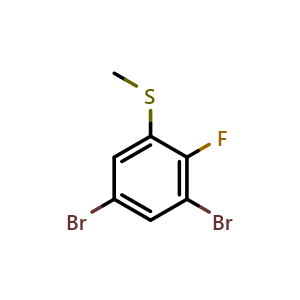 Chemical structure of (3,5-Dibromo-2-fluorophenyl)(methyl)sulfane , CAS 1806351-47-2, AChemBlock X173666