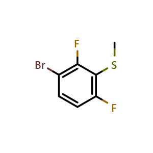 Chemical structure of (3-Bromo-2,6-difluorophenyl)(methyl)sulfane , CAS 2091143-32-5, AChemBlock X173696