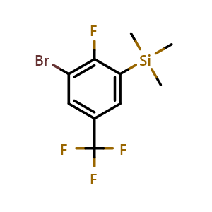 Chemical structure of (3-Bromo-2-fluoro-5-(trifluoromethyl)phenyl)trimethylsilane , CAS 2807471-02-7, AChemBlock X173708