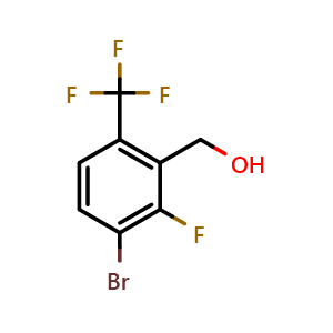 Chemical structure of (3-Bromo-2-fluoro-6-(trifluoromethyl)phenyl)methanol , CAS 1824097-18-8, AChemBlock X173712