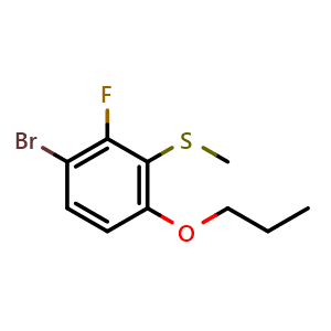 Chemical structure of (3-Bromo-2-fluoro-6-propoxyphenyl)(methyl)sulfane , CAS 2764733-44-8, AChemBlock X173716