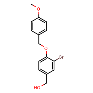 Chemical structure of (3-Bromo-4-((4-methoxybenzyl)oxy)phenyl)methanol , CAS 1280721-53-0, AChemBlock X173720