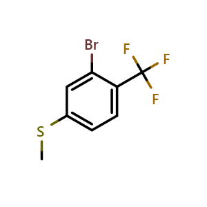 Chemical structure of (3-Bromo-4-(trifluoromethyl)phenyl)(methyl)sulfane , CAS 1822764-63-5, AChemBlock X173722