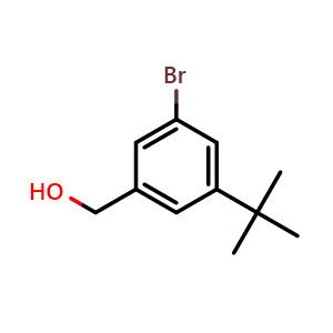 Chemical structure of (3-bromo-5-(tert-butyl)phenyl)methanol , CAS 1346640-64-9, AChemBlock X173730