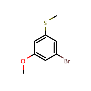 Chemical structure of (3-Bromo-5-methoxyphenyl)(methyl)sulfane , CAS 1823025-16-6, AChemBlock X173758