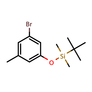 Chemical structure of (3-bromo-5-methylphenoxy)(tert-butyl)dimethylsilane , CAS 136386-75-9, AChemBlock X173759