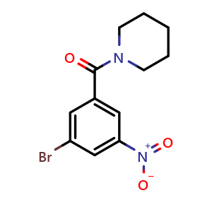 Chemical structure of (3-Bromo-5-nitrophenyl)(piperidin-1-yl)methanone , CAS 941294-21-9, AChemBlock X173765