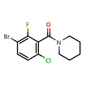 Chemical structure of (3-bromo-6-chloro-2-fluorophenyl)(piperidin-1-yl)methanone , CAS 2504203-91-0, AChemBlock X173770