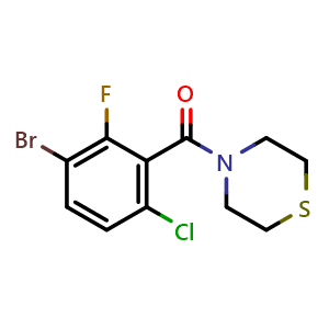Chemical structure of (3-bromo-6-chloro-2-fluorophenyl)(thiomorpholino)methanone , CAS 2586125-90-6, AChemBlock X173772