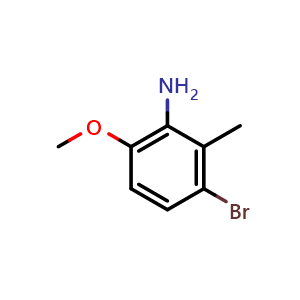 Chemical structure of (3-Bromo-6-methoxy-2-methylphenyl)amine , CAS 786596-55-2, AChemBlock X173777