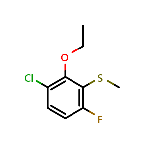 Chemical structure of (3-Chloro-2-ethoxy-6-fluorophenyl)(methyl)sulfane , CAS 2710478-64-9, AChemBlock X173789