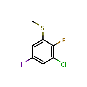 Chemical structure of (3-Chloro-2-fluoro-5-iodophenyl)(methyl)sulfane , CAS 2586126-51-2, AChemBlock X173793