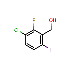 Chemical structure of (3-Chloro-2-fluoro-6-iodophenyl)methanol , CAS 2386611-24-9, AChemBlock X173795