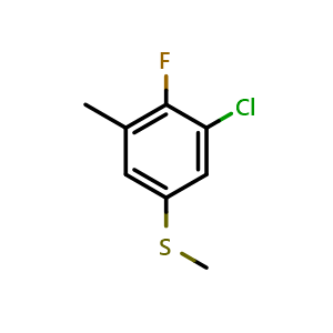 Chemical structure of (3-Chloro-4-fluoro-5-methylphenyl)(methyl)sulfane , CAS 1807268-55-8, AChemBlock X173806